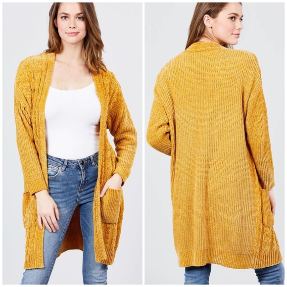 Sweaters - FEW LEFT❗Stunning Mustard Chenille Long Cardigan